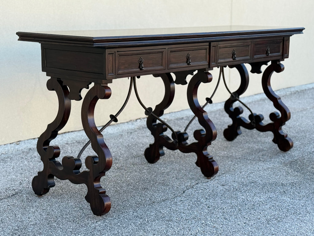 Vintage Italian Lyre Base Console Table | Theodore Alexander Sardinia Collection