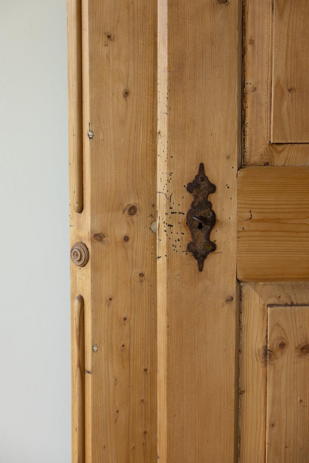 Antique European Pine Armoire | 19th Century Farmhouse Wardrobe | Primitive Linen Cabinet | Rustic Pantry Cupboard