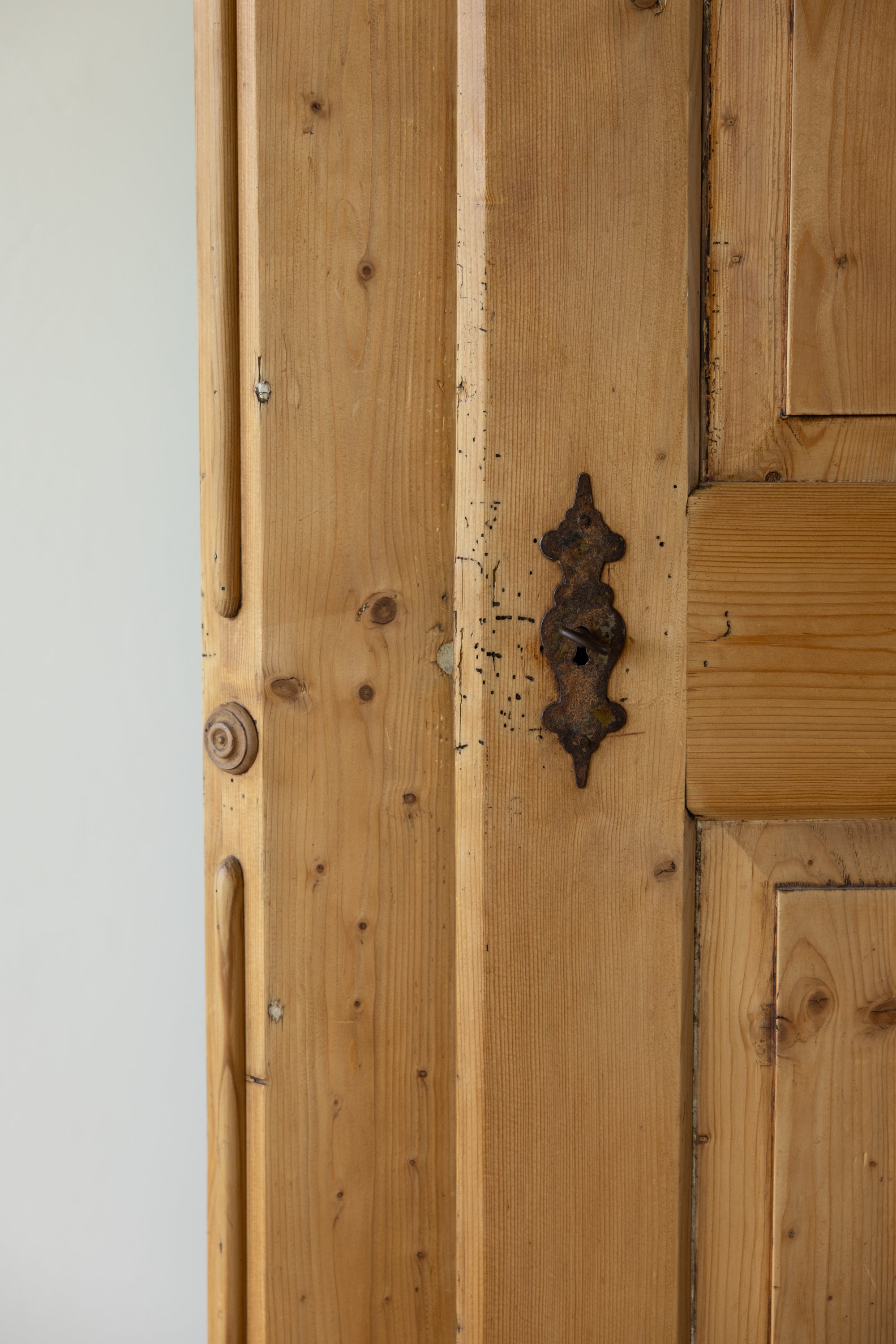 Antique European Pine Armoire | 19th Century Farmhouse Wardrobe | Primitive Linen Cabinet | Rustic Pantry Cupboard