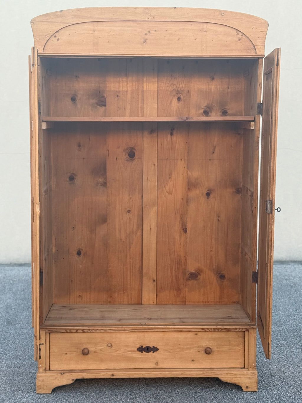 Antique Primitive Danish Pine Armoire | European Farmhouse Linen Cabinet | Scandinavian Pantry Cupboard | Rustic Wardrobe Storage