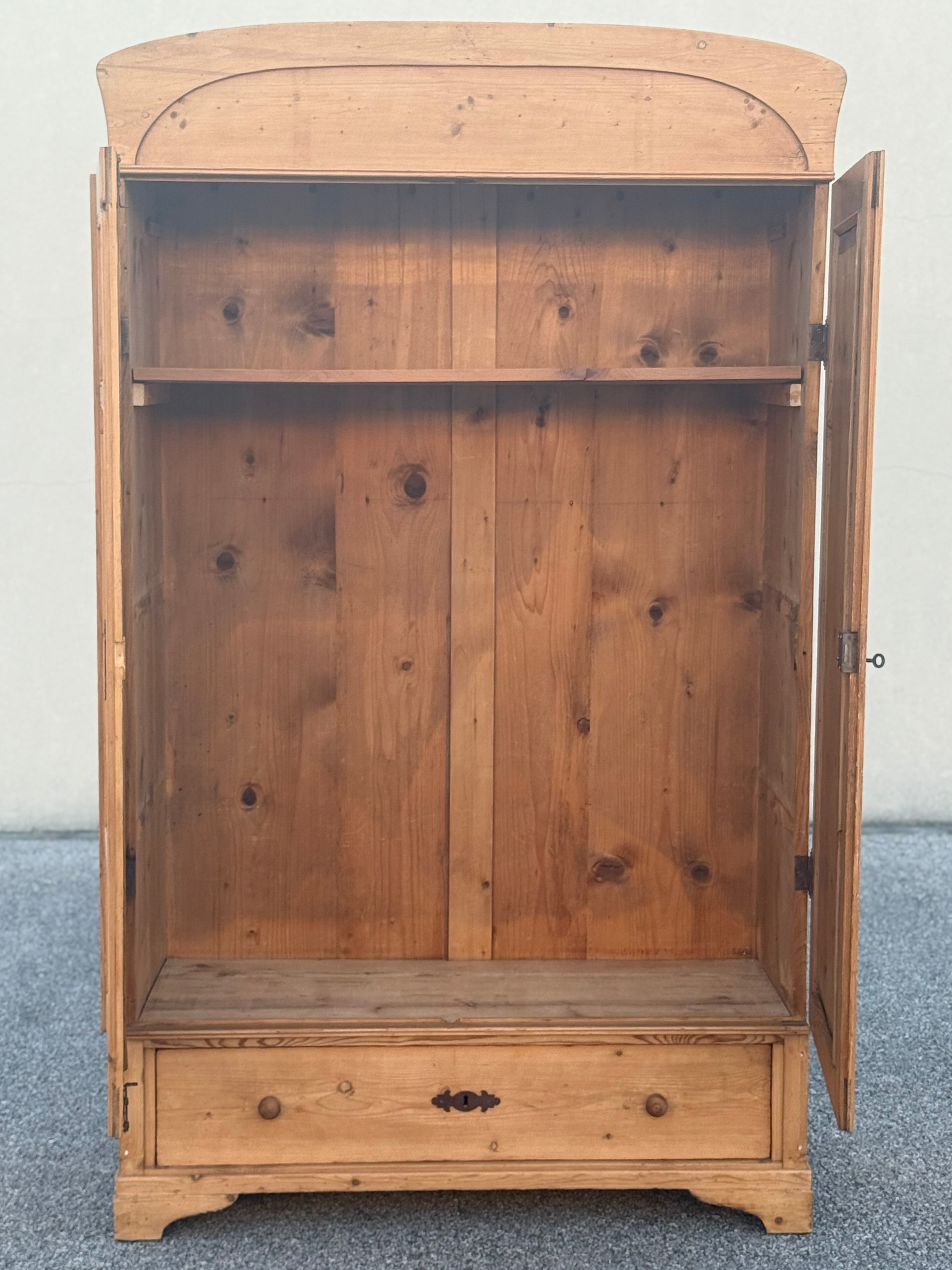 Antique Primitive Danish Pine Armoire | European Farmhouse Linen Cabinet | Scandinavian Pantry Cupboard | Rustic Wardrobe Storage
