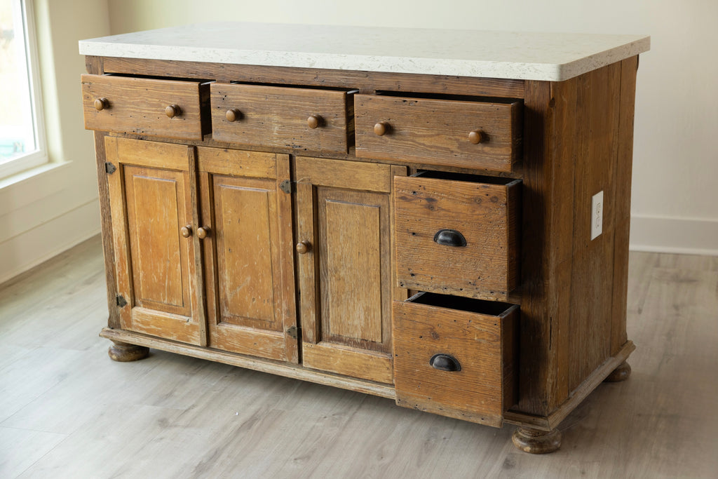 Vintage Farmhouse Kitchen Island | Sideboard, Shop Counter & Display Cabinet