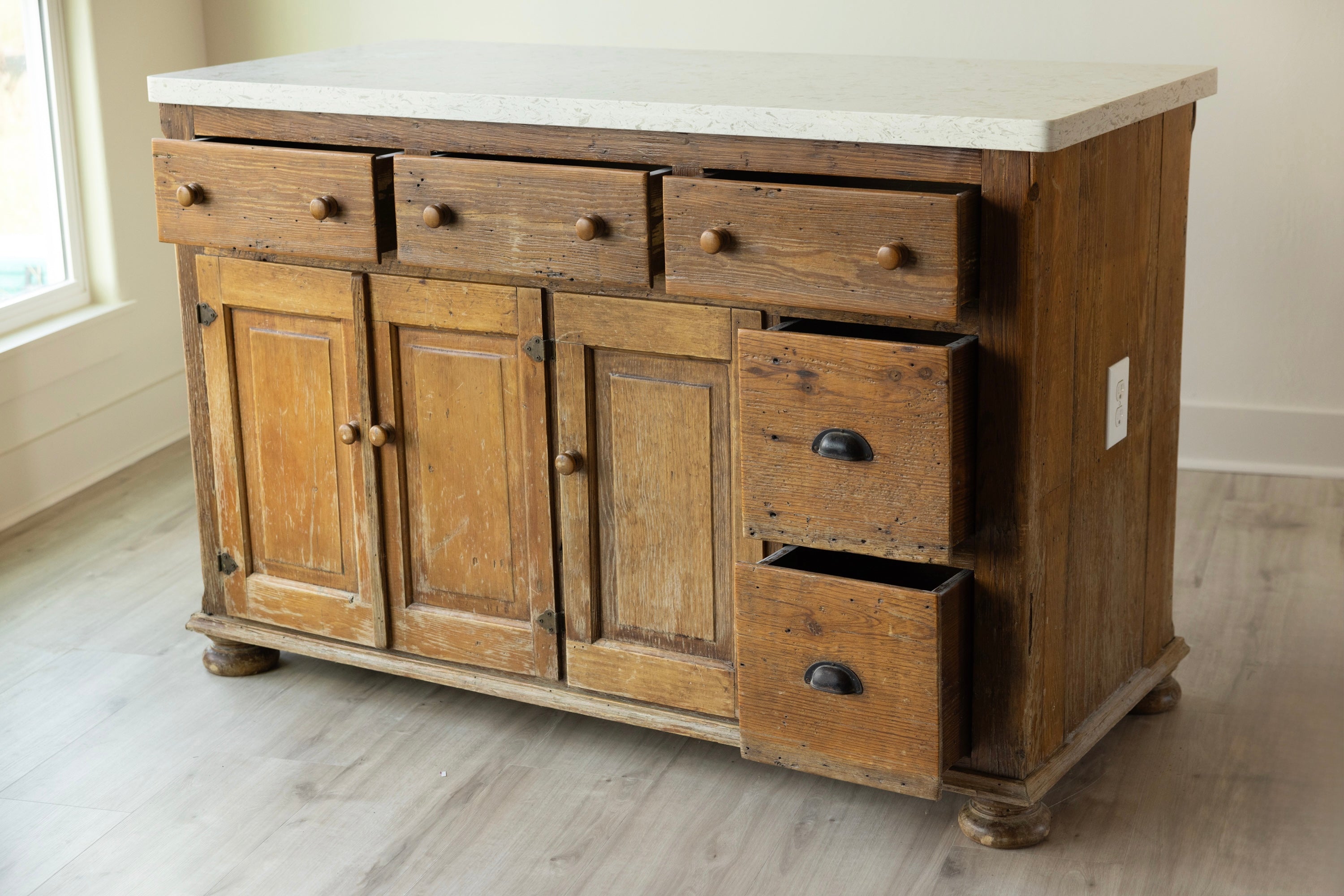 Vintage Farmhouse Kitchen Island | Sideboard, Shop Counter & Display Cabinet
