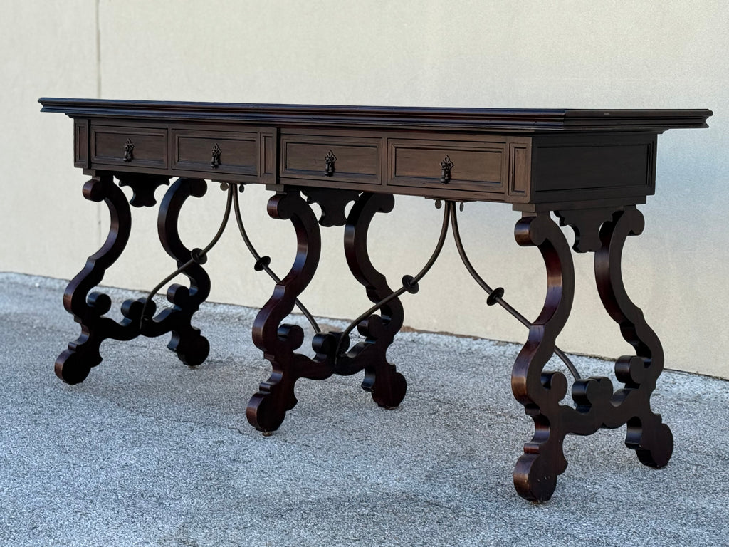 Vintage Italian Lyre Base Console Table | Theodore Alexander Sardinia Collection