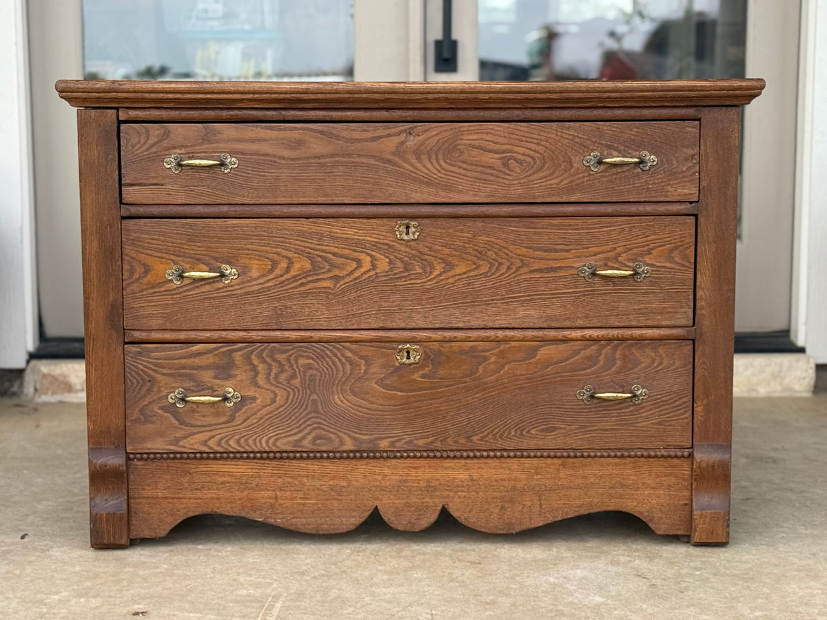 Antique Primitive Chest / Three Drawer Dresser / European Farmhouse Storage / Statement Entry Console