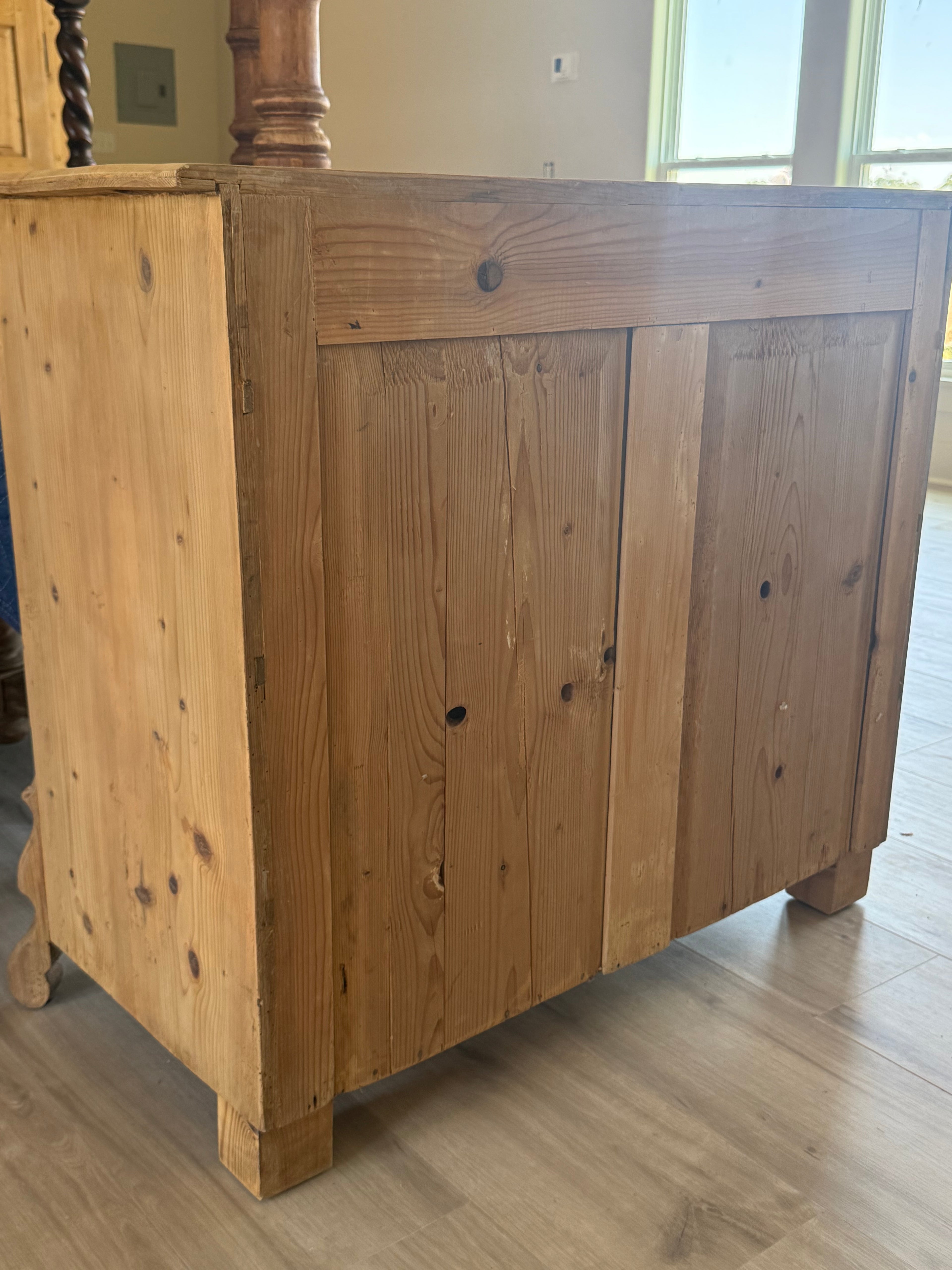Antique European Pine Chest of Drawers | 19th Century Dresser | Raw Pine Four Drawer Chest | European Farmhouse Furniture